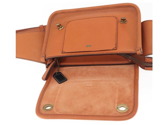 Borsa a tracolla in pelle marrone Coach Auth am10204 - vista 16