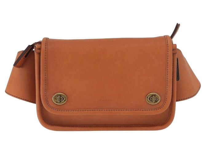 Borsa a tracolla in pelle marrone Coach Auth am10204 - vista 2
