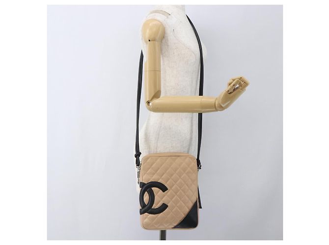 CHANEL Borsa a Spalla Matelassé Linea Cambon Pelle Beige Argento CC Auth BA9277V - vista 22