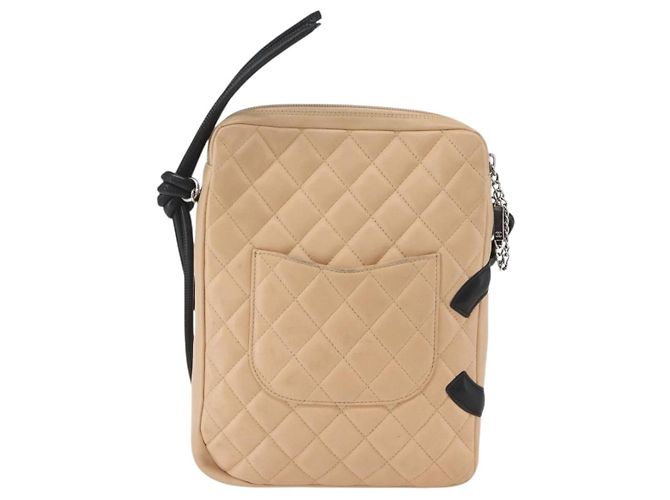 CHANEL Borsa a Spalla Matelassé Linea Cambon Pelle Beige Argento CC Auth BA9277V - vista 3