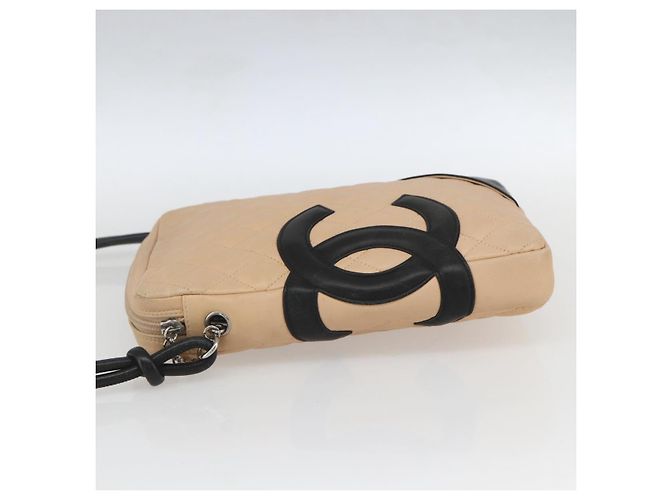 CHANEL Borsa a Spalla Matelassé Linea Cambon Pelle Beige Argento CC Auth BA9277V - vista 4