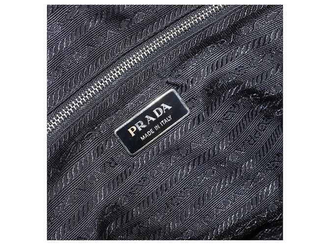 PRADA Borsa a mano in nylon nero argento Auth 159051 - vista 18