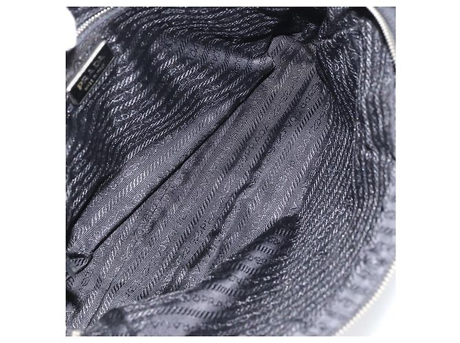 PRADA Borsa a mano in nylon nero argento Auth 159051 - vista 19