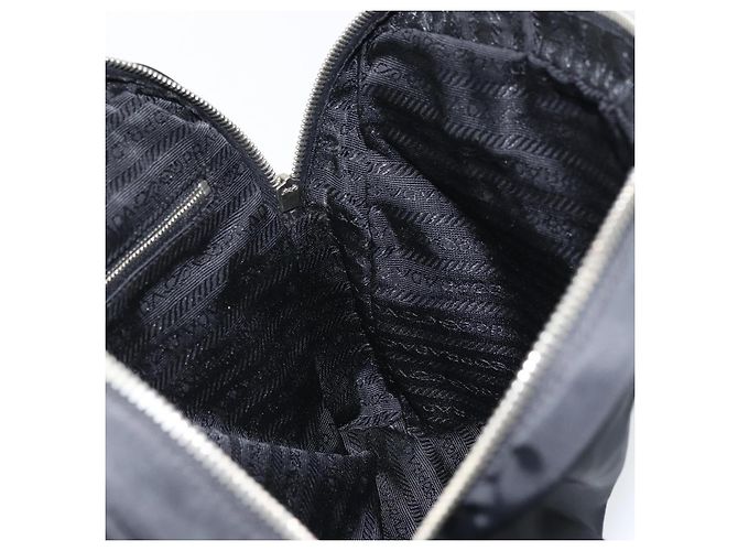 PRADA Borsa a mano in nylon nero argento Auth 159051 - vista 20