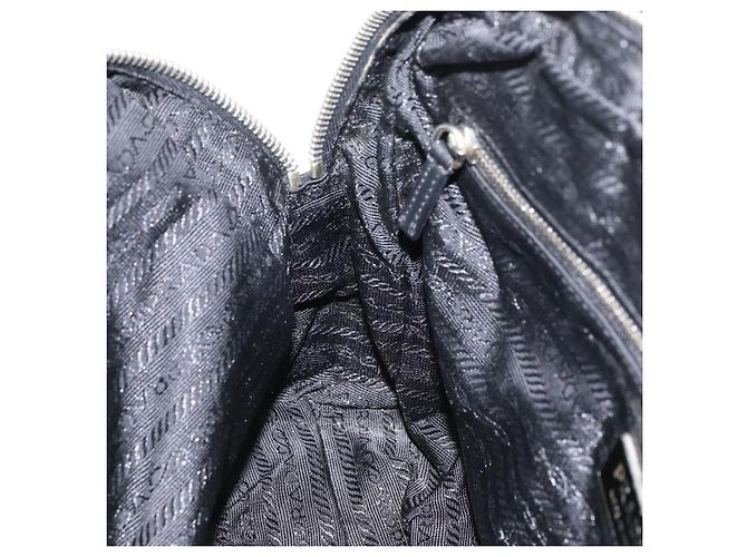 PRADA Borsa a mano in nylon nero argento Auth 159051 - vista 21