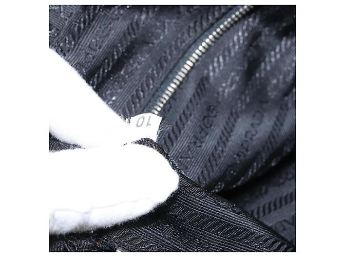 PRADA Borsa a mano in nylon nero argento Auth 159051 - vista 23