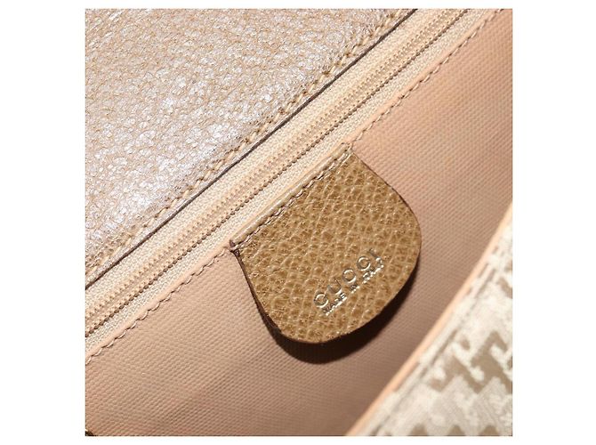 Bolso de Hombro GUCCI de Nylon Cuero Beige Dorado 007 754 0074 Auth ep12620 - vista 16