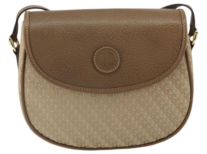 Bolso de Hombro GUCCI de Nylon Cuero Beige Dorado 007 754 0074 Auth ep12620 - vista 2