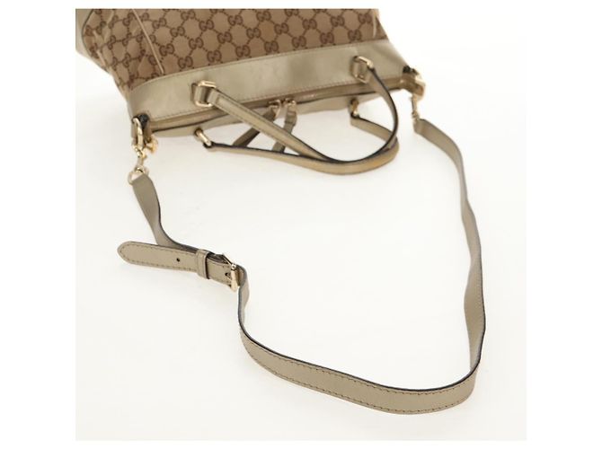 Gucci Borsa a mano GG Canvas 2way Beige Oro 269894 Auth 158077 D'oro - vista 10
