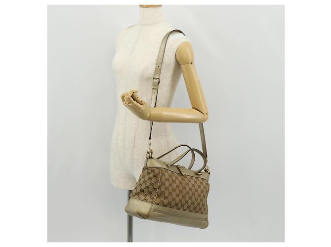 Gucci Borsa a mano GG Canvas 2way Beige Oro 269894 Auth 158077 D'oro - vista 28