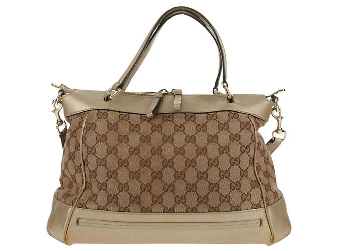 Gucci Borsa a mano GG Canvas 2way Beige Oro 269894 Auth 158077 D'oro - vista 3