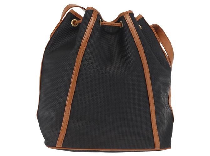 Borsa a Spalla SAINT LAURENT in Tela Rivestita Nera Marrone Oro Auth am10268 - vista 3