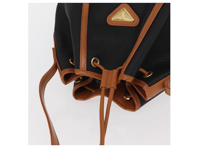 Borsa a Spalla SAINT LAURENT in Tela Rivestita Nera Marrone Oro Auth am10268 - vista 6
