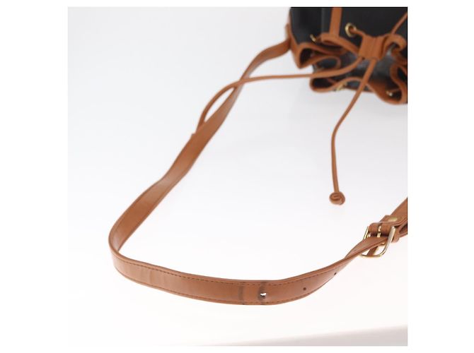 Borsa a Spalla SAINT LAURENT in Tela Rivestita Nera Marrone Oro Auth am10268 - vista 7