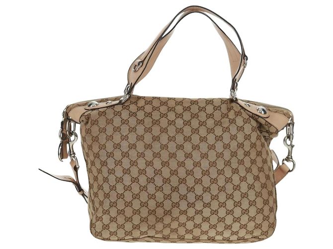 Borsa Tote GG Canvas Gucci 2way Beige Argento 232949 Auth ep12524 - vista 2