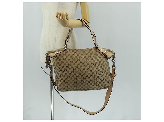 Borsa Tote GG Canvas Gucci 2way Beige Argento 232949 Auth ep12524 - vista 26