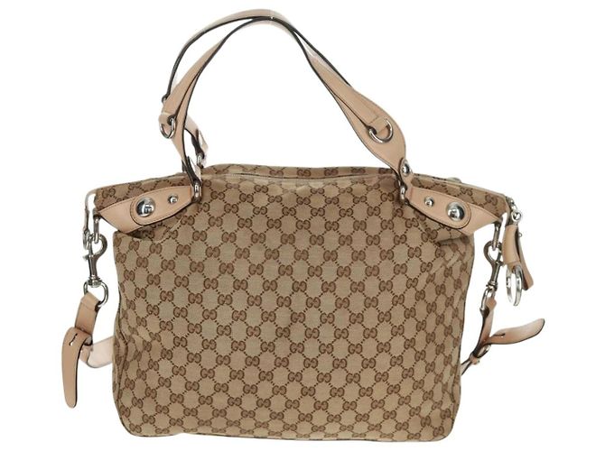 Borsa Tote GG Canvas Gucci 2way Beige Argento 232949 Auth ep12524 - vista 3