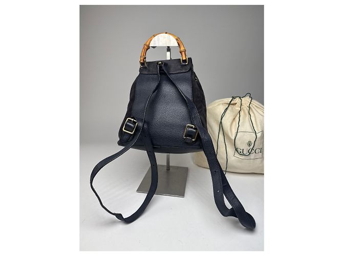 Vintage Gucci Leder-Rucksack schwarz - Ansicht 10