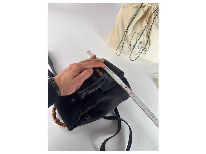Vintage Gucci Leder-Rucksack schwarz - Ansicht 11