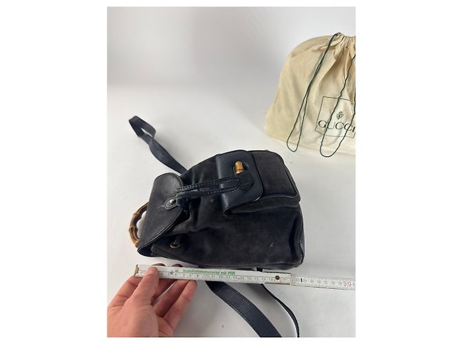 Vintage Gucci Leder-Rucksack schwarz - Ansicht 12