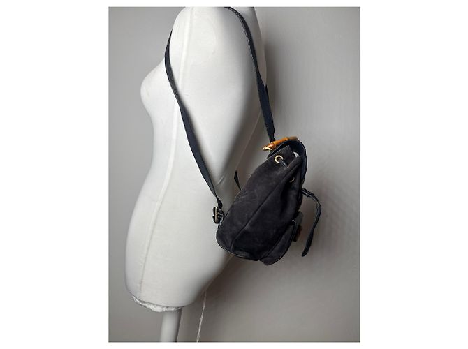 Vintage Gucci Leder-Rucksack schwarz - Ansicht 14