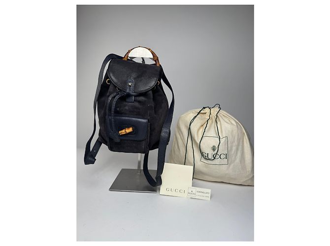 Vintage Gucci Leder-Rucksack schwarz - Ansicht 2