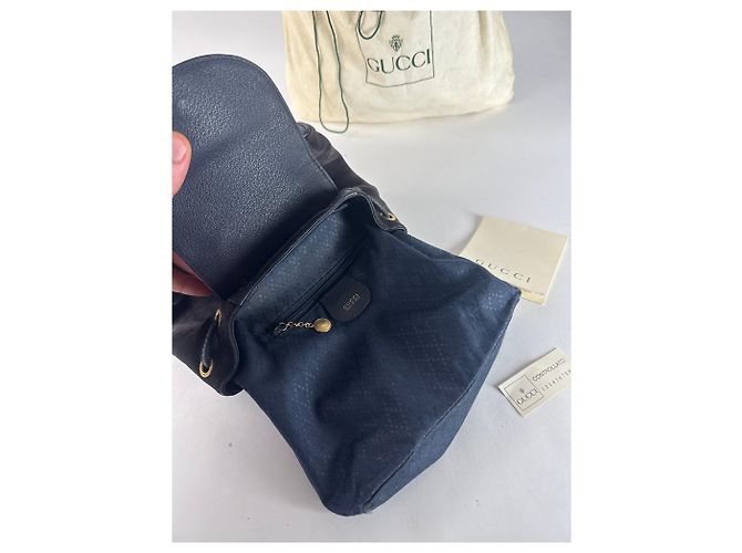 Vintage Gucci Leder-Rucksack schwarz - Ansicht 4