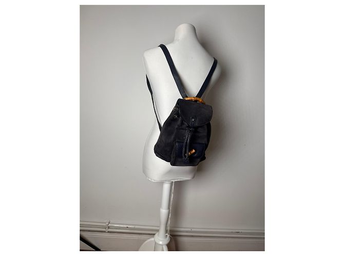 Vintage Gucci Leder-Rucksack schwarz - Ansicht 8