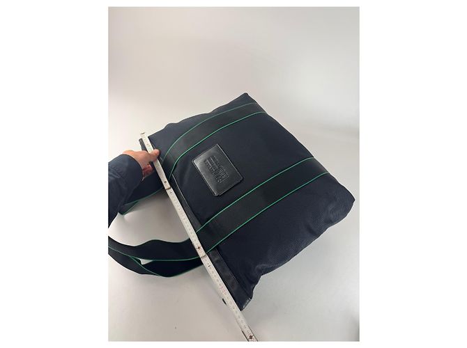 Vintage Issey Miyake Polyester / Leder Tote Bag Schwarz/Grün - Ansicht 10