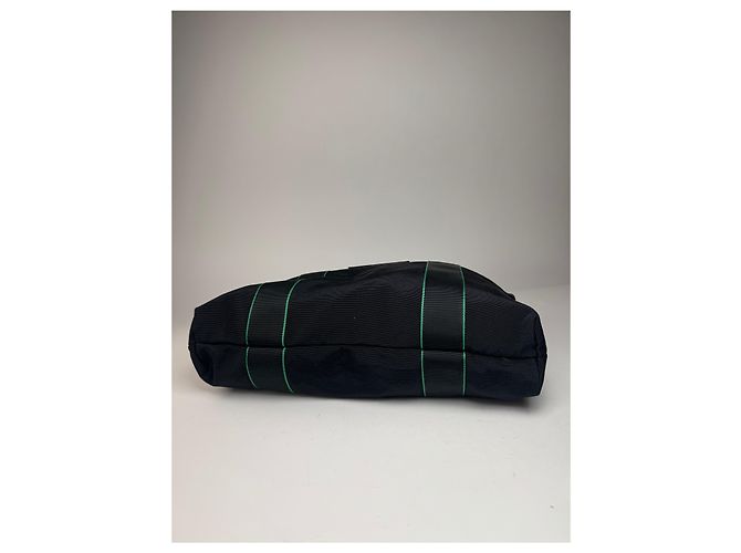Vintage Issey Miyake Polyester / Leder Tote Bag Schwarz/Grün - Ansicht 13