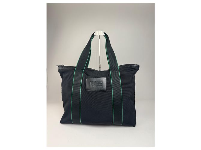 Vintage Issey Miyake Polyester / Leder Tote Bag Schwarz/Grün - Ansicht 14