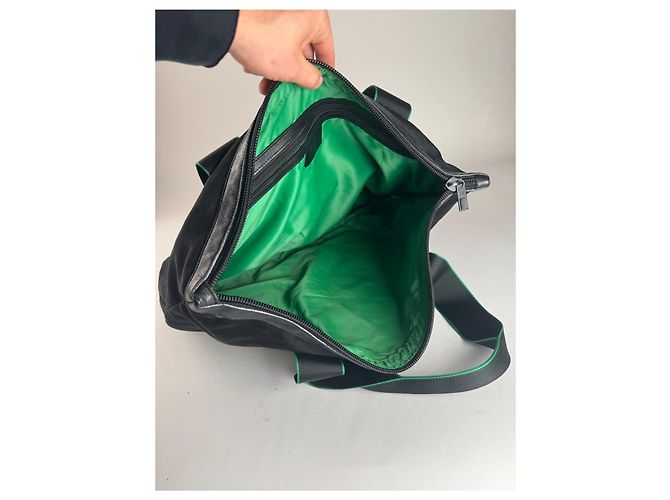 Vintage Issey Miyake Polyester / Leder Tote Bag Schwarz/Grün - Ansicht 3