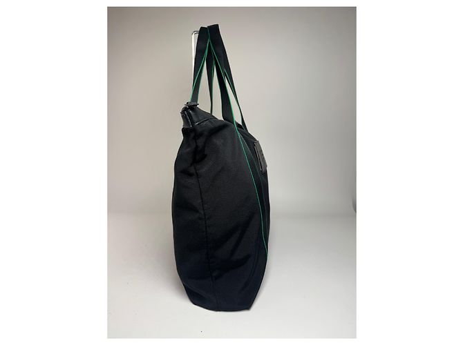 Vintage Issey Miyake Polyester / Leder Tote Bag Schwarz/Grün - Ansicht 6