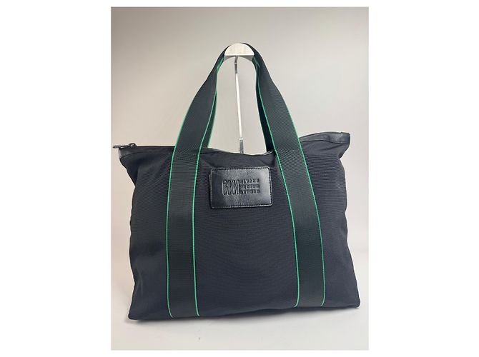 Vintage Issey Miyake Polyester / Leder Tote Bag Schwarz/Grün - Ansicht 7