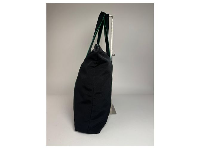 Vintage Issey Miyake Polyester / Leder Tote Bag Schwarz/Grün - Ansicht 8