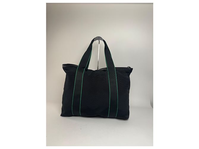 Vintage Issey Miyake Polyester / Leder Tote Bag Schwarz/Grün - Ansicht 9