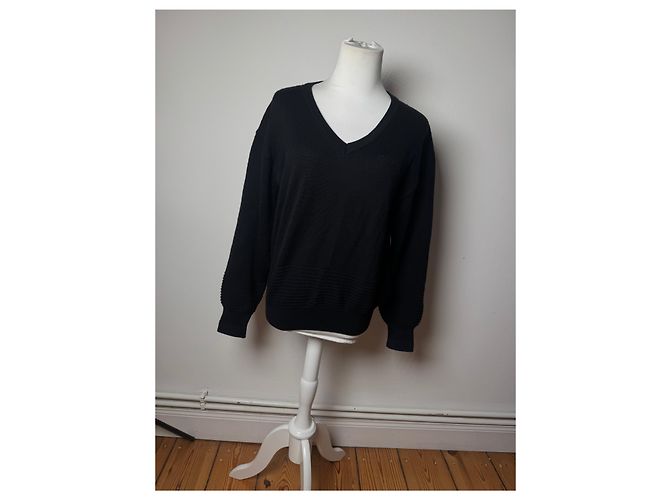 Vintage Balenciaga V-Ausschnitt Pullover Schwarz L - Ansicht 11