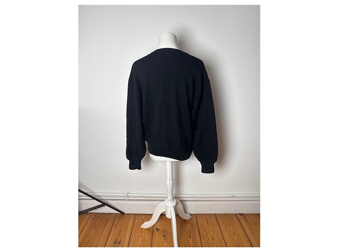 Vintage Balenciaga V-Ausschnitt Pullover Schwarz L - Ansicht 3