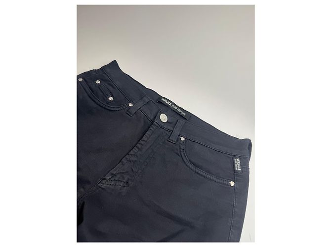 Vintage Versace Canvas-Hose Schwarz - Ansicht 3
