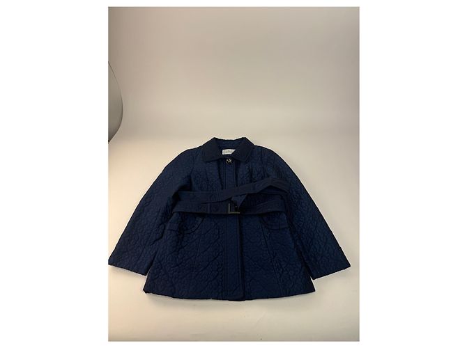 Vintage Courreges Floral Emblossed Canvas Coat Navy M Navy blue - view 4