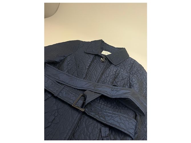 Vintage Courreges Floral Emblossed Canvas Coat Navy M Navy blue - view 5