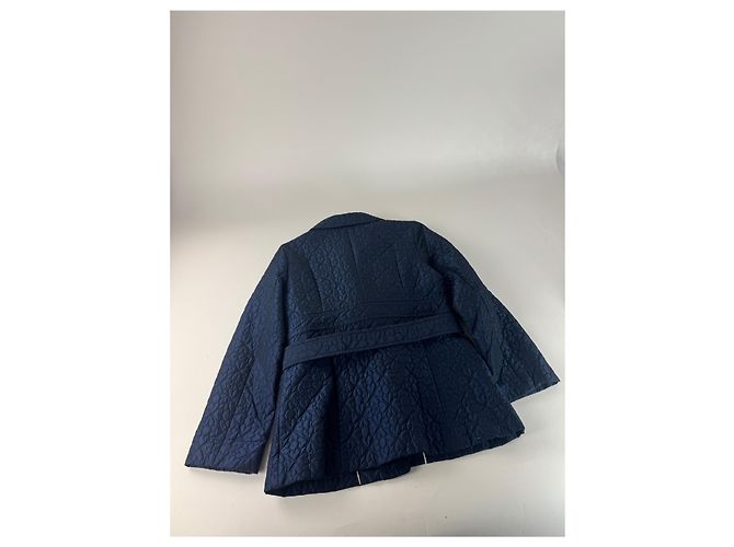 Vintage Courreges Floral Emblossed Canvas Coat Navy M Navy blue - view 7
