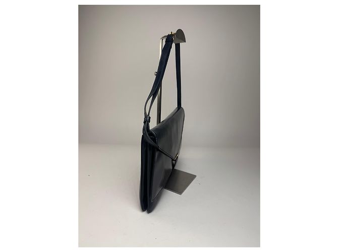 Vintage Loewe Leder Schultertasche Marineblau - Ansicht 5