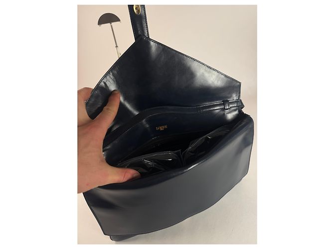 Vintage Loewe Leder Schultertasche Marineblau - Ansicht 6