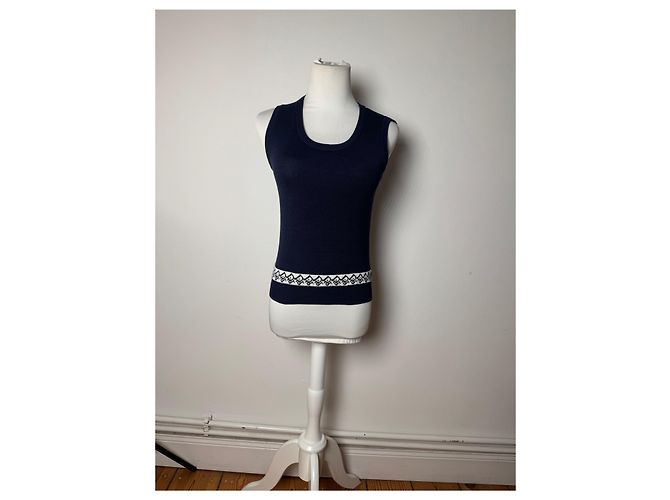 Gilet / Top Vintage Dior Oblique Monogram Blu Navy M - vista 11