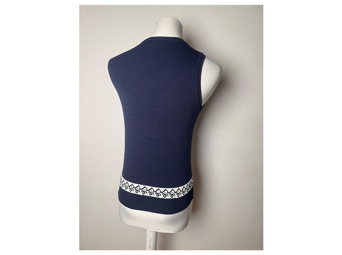 Gilet / Top Vintage Dior Oblique Monogram Blu Navy M - vista 12