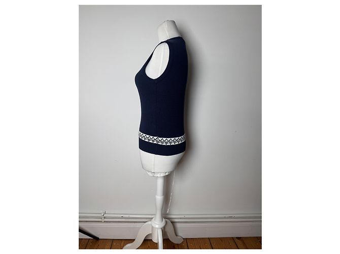 Gilet / Top Vintage Dior Oblique Monogram Blu Navy M - vista 2
