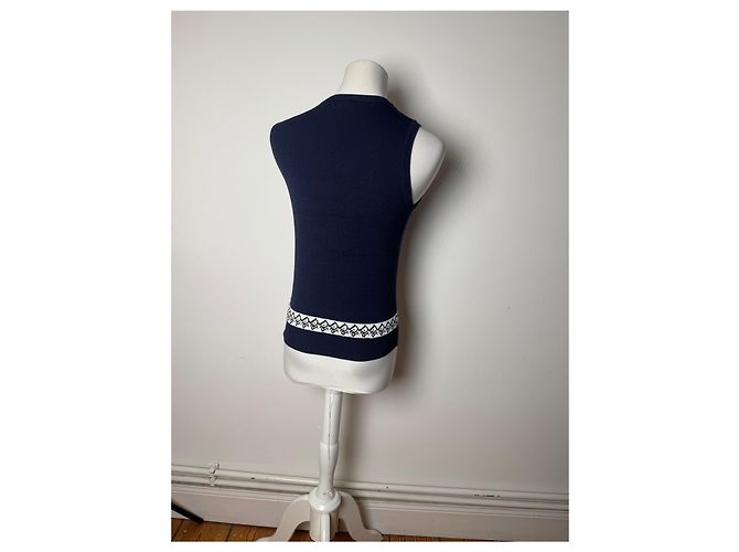 Gilet / Top Vintage Dior Oblique Monogram Blu Navy M - vista 3