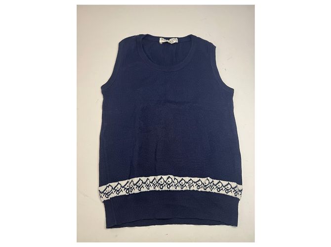 Gilet / Top Vintage Dior Oblique Monogram Blu Navy M - vista 4