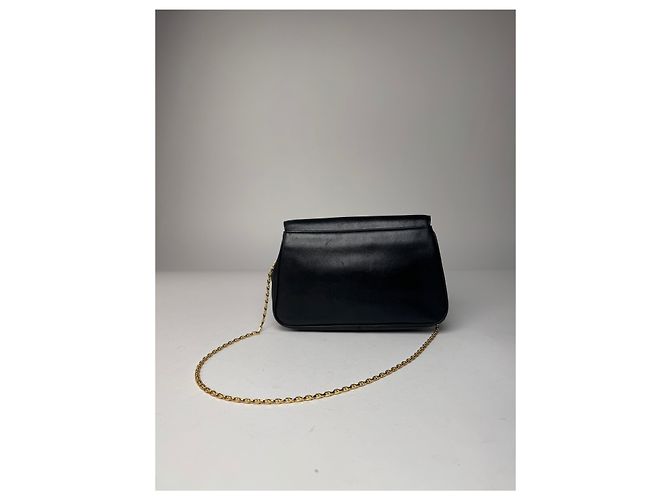 Schwarze Lederhandtasche mit Vintage Givenchy Kettenlogo - Ansicht 2